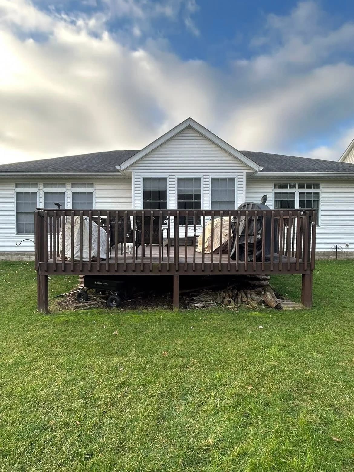 Original raised backyard deck before removal and replacement
